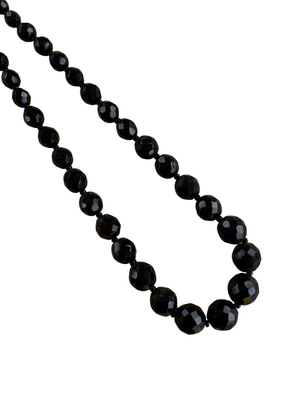 Vintage Black Glass Crystal Beaded Necklace